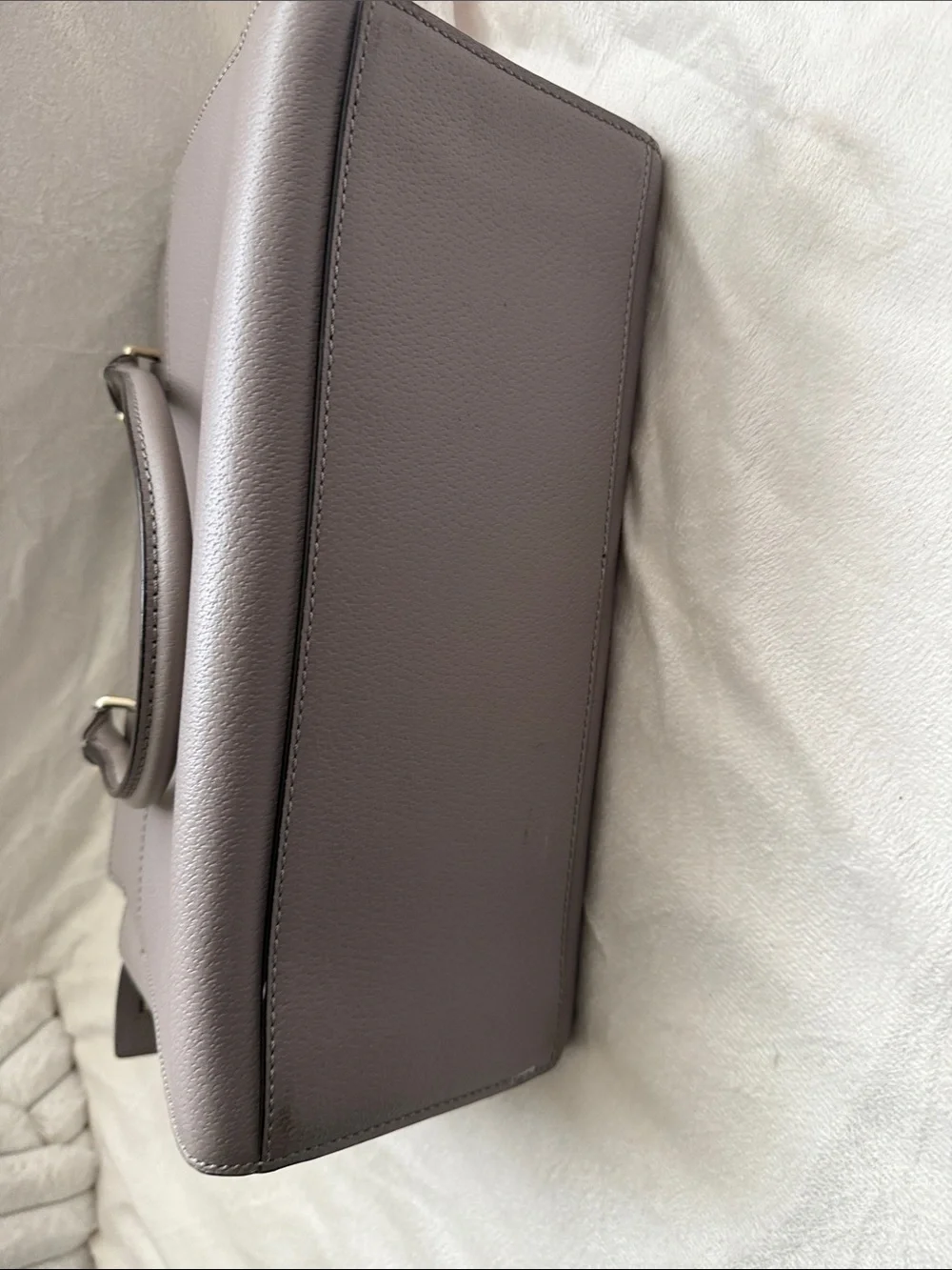 Kate Spade Taupe gray leather satchel with top handles